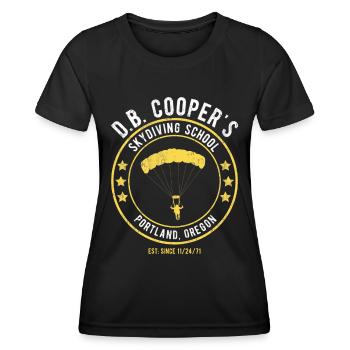 École de parachutisme DB Coopers, Portland, Oregon - T-shirt sport Femme - noir - Devant - AI Model Female 172 light (172cm)