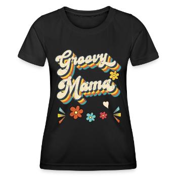 Groovy Mama - Retro Vintage - Frauen Funktions-T-Shirt - Schwarz - Vorne - AI Model Female 172 light (172cm)