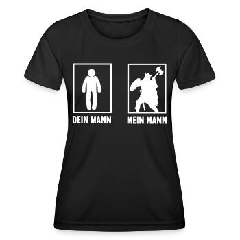 Dein Mann Mein Mann Wikinger Krieger Nordmann Axt - Frauen Funktions-T-Shirt - Schwarz - Vorne - AI Model Female 172 light (172cm)