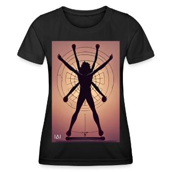Der vitruvianische Mensch - Anime - Frauen Funktions-T-Shirt - Schwarz - Vorne - AI Model Female 172 light (172cm)