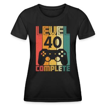 40. Geburtstag Gamer Level 40 Complete 40 Jahre - Frauen Funktions-T-Shirt - Schwarz - Vorne - AI Model Female 172 light (172cm)