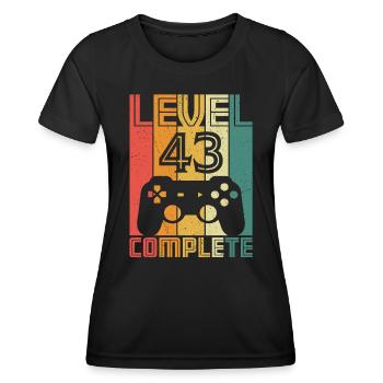 43e anniversaire Gamer Niveau 43 Complet 43 ans - T-shirt sport Femme - noir - Devant - AI Model Female 172 light (172cm)