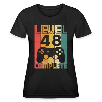 48. Geburtstag Gamer Level 48 Complete 48 Jahre - Frauen Funktions-T-Shirt - Schwarz - Vorne - AI Model Female 172 light (172cm)