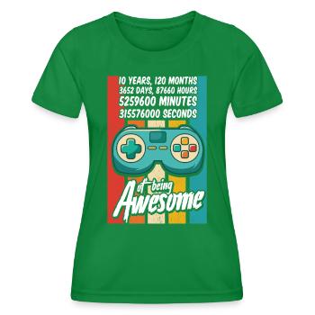 10 Years Of Being Awesome - Amazing 10th Birthday - Women's Functional T-Shirt - kelly green - Front - AI Model Female 172 dark (172cm)