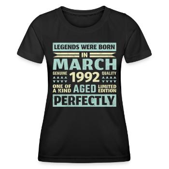 31. Geburtstag März Jahrgang 1992 Vintage - Frauen Funktions-T-Shirt - Schwarz - Vorne - AI Model Female 172 light (172cm)