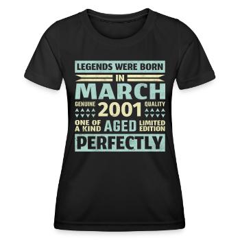22. Geburtstag März Jahrgang 2001 Vintage - Frauen Funktions-T-Shirt - Schwarz - Vorne - AI Model Female 172 light (172cm)