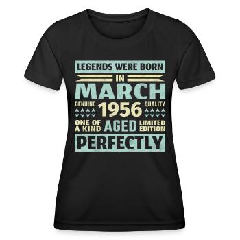 67. Geburtstag März Jahrgang 1956 Vintage - Frauen Funktions-T-Shirt - Schwarz - Vorne - AI Model Female 172 light (172cm)
