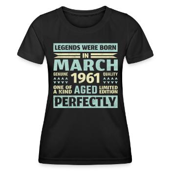 62ème anniversaire Mars Millésime 1961 Millésime - T-shirt sport Femme - noir - Devant - AI Model Female 172 light (172cm)