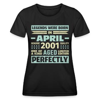 22. Geburtstag April Jahrgang 2001 Vintage - Frauen Funktions-T-Shirt - Schwarz - Vorne - AI Model Female 172 light (172cm)