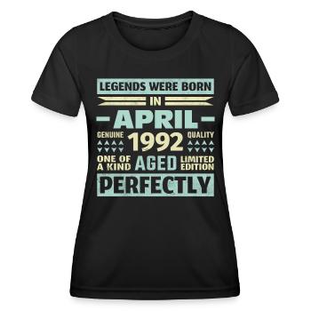 31. Geburtstag April Jahrgang 1992 Vintage - Frauen Funktions-T-Shirt - Schwarz - Vorne - AI Model Female 172 light (172cm)