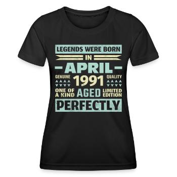 32ème anniversaire Avril Millésime 1991 Millésime - T-shirt sport Femme - noir - Devant - AI Model Female 172 light (172cm)