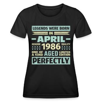 37th birthday April Vintage 1986 Vintage - Women's Functional T-Shirt - black - Front - AI Model Female 172 light (172cm)