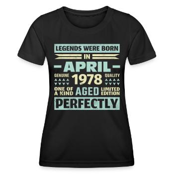 45th birthday April Vintage 1978 Vintage - Women's Functional T-Shirt - black - Front - AI Model Female 172 light (172cm)