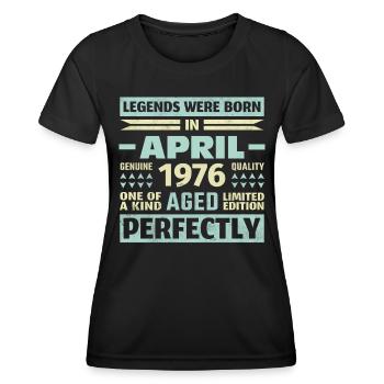 47ème anniversaire Avril Millésime 1976 Millésime - T-shirt sport Femme - noir - Devant - AI Model Female 172 light (172cm)