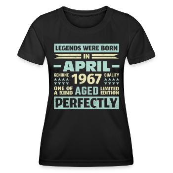 56ème anniversaire Avril Millésime 1967 Millésime - T-shirt sport Femme - noir - Devant - AI Model Female 172 light (172cm)