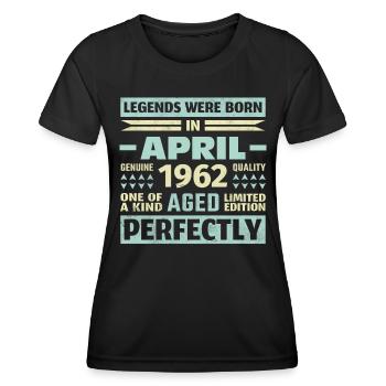 61. Geburtstag April Jahrgang 1962 Vintage - Frauen Funktions-T-Shirt - Schwarz - Vorne - AI Model Female 172 light (172cm)