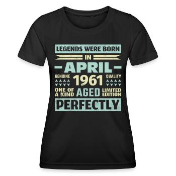 62ème anniversaire Avril Millésime 1961 Millésime - T-shirt sport Femme - noir - Devant - AI Model Female 172 light (172cm)