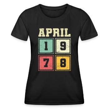 45th birthday April Vintage 1978 Vintage - Women's Functional T-Shirt - black - Front - AI Model Female 172 light (172cm)