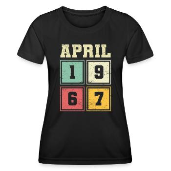56. Geburtstag April Jahrgang 1967 Vintage - Frauen Funktions-T-Shirt - Schwarz - Vorne - AI Model Female 172 light (172cm)