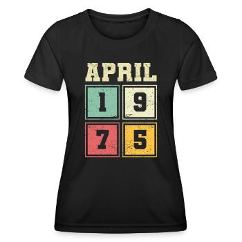 48ème anniversaire Avril Millésime 1975 Millésime - T-shirt sport Femme - noir - Devant - AI Model Female 172 light (172cm)