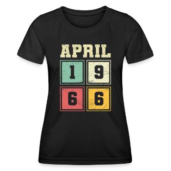 57. Geburtstag April Jahrgang 1966 Vintage - Frauen Funktions-T-Shirt - Schwarz - Vorne - AI Model Female 172 light (172cm)