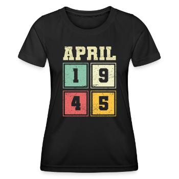 78th birthday April Vintage 1945 Vintage - Women's Functional T-Shirt - black - Front - AI Model Female 172 light (172cm)