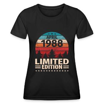 35. Geburtstag April Jahrgang 1988 Vintage - Frauen Funktions-T-Shirt - Schwarz - Vorne - AI Model Female 172 light (172cm)