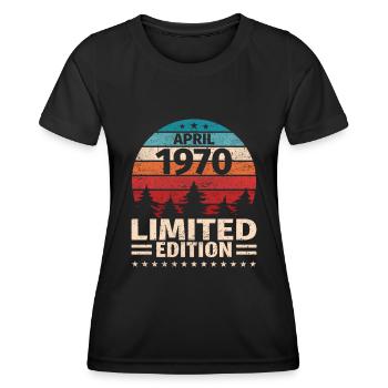 53. Geburtstag April Jahrgang 1970 Vintage - Frauen Funktions-T-Shirt - Schwarz - Vorne - AI Model Female 172 light (172cm)
