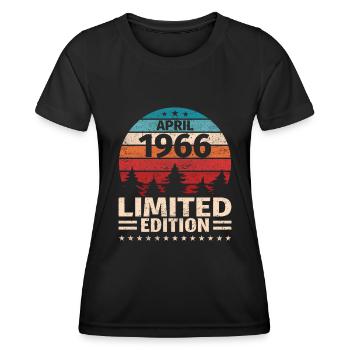 57. Geburtstag April Jahrgang 1966 Vintage - Frauen Funktions-T-Shirt - Schwarz - Vorne - AI Model Female 172 light (172cm)