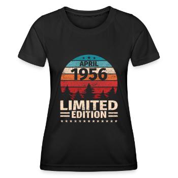 67th birthday April Vintage 1956 Vintage - Women's Functional T-Shirt - black - Front - AI Model Female 172 light (172cm)