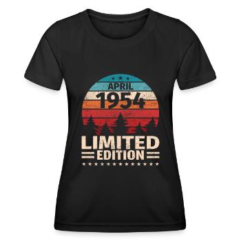 69th Birthday April Vintage 1954 Vintage - Women's Functional T-Shirt - black - Front - AI Model Female 172 light (172cm)