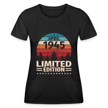 78th birthday April Vintage 1945 Vintage - Women's Functional T-Shirt - black - Front - AI Model Female 172 light (172cm)