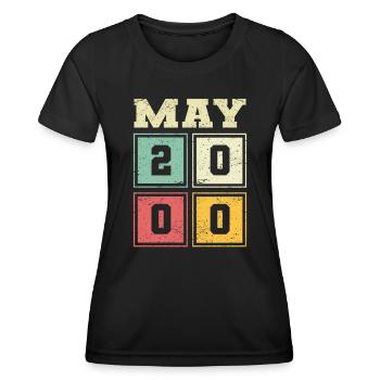 23ème anniversaire mai millésime 2000 - T-shirt sport Femme - noir - Devant - AI Model Female 172 light (172cm)