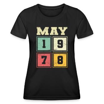 45th birthday May Vintage 1978 Vintage - Women's Functional T-Shirt - black - Front - AI Model Female 172 light (172cm)