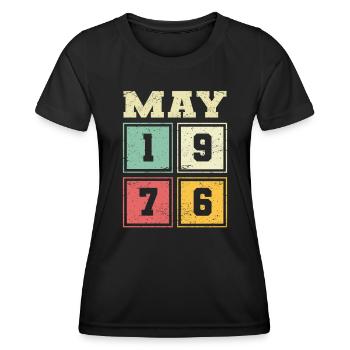 47ème anniversaire Mai Millésime 1976 Millésime - T-shirt sport Femme - noir - Devant - AI Model Female 172 light (172cm)