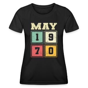 53. Geburtstag Mai Jahrgang 1970 Vintage - Frauen Funktions-T-Shirt - Schwarz - Vorne - AI Model Female 172 light (172cm)