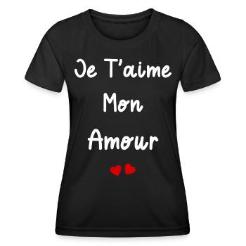 je t'aime mon amour - T-shirt sport Femme - noir - Devant - AI Model Female 172 light (172cm)
