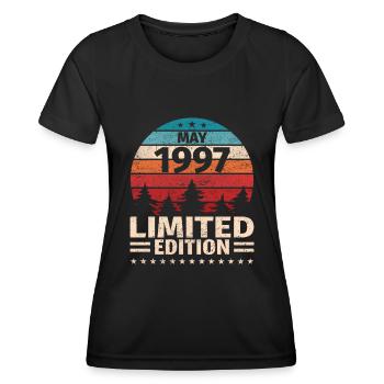 26. Geburtstag Mai Jahrgang 1997 Vintage - Frauen Funktions-T-Shirt - Schwarz - Vorne - AI Model Female 172 light (172cm)