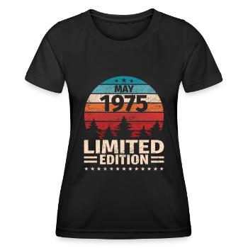 48ème anniversaire mai millésime 1975 millésime - T-shirt sport Femme - noir - Devant - AI Model Female 172 light (172cm)