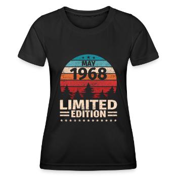 55ème Anniversaire Mai Millésime 1968 - T-shirt sport Femme - noir - Devant - AI Model Female 172 light (172cm)