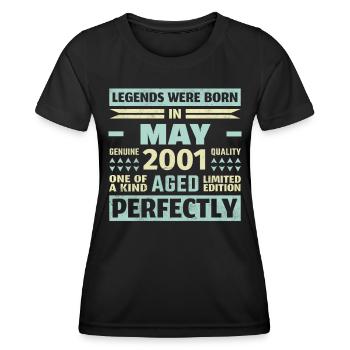 22. Geburtstag Mai Jahrgang 2001 Vintage - Frauen Funktions-T-Shirt - Schwarz - Vorne - AI Model Female 172 light (172cm)