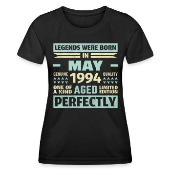 29. Geburtstag Mai Jahrgang 1994 Vintage - Frauen Funktions-T-Shirt - Schwarz - Vorne - AI Model Female 172 light (172cm)