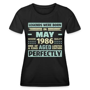 37th Birthday May Vintage 1986 Vintage - Women's Functional T-Shirt - black - Front - AI Model Female 172 light (172cm)