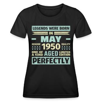 73. Geburtstag Mai Jahrgang 1950 Vintage - Frauen Funktions-T-Shirt - Schwarz - Vorne - AI Model Female 172 light (172cm)