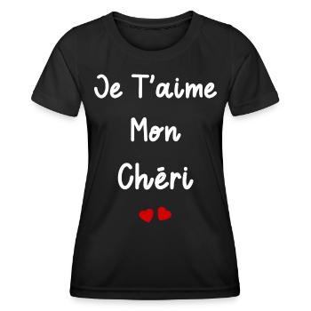 Je t'aime mon chéri - T-shirt sport Femme - noir - Devant - AI Model Female 172 light (172cm)