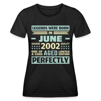 21ème anniversaire Juin Millésime 2002 Millésime - T-shirt sport Femme - noir - Devant - AI Model Female 172 light (172cm)