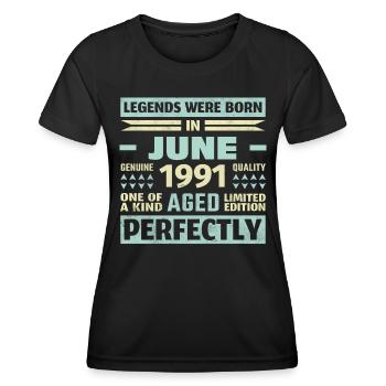32ème Anniversaire Juin Millésime 1991 Millésime - T-shirt sport Femme - noir - Devant - AI Model Female 172 light (172cm)