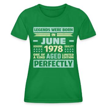 45th Birthday June Vintage 1978 Vintage - Women's Functional T-Shirt - kelly green - Front - AI Model Female 172 dark (172cm)