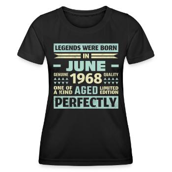 55ème anniversaire Juin Millésime 1968 Millésime - T-shirt sport Femme - noir - Devant - AI Model Female 172 light (172cm)