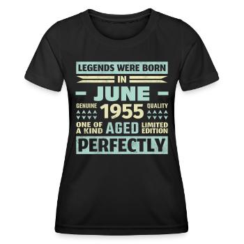 68. Geburtstag Juni Jahrgang 1955 Vintage - Frauen Funktions-T-Shirt - Schwarz - Vorne - AI Model Female 172 light (172cm)